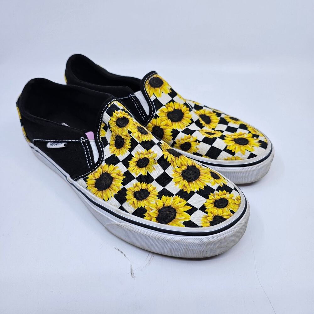 Vans Checkerboard Sunflower Slip-On 8.5